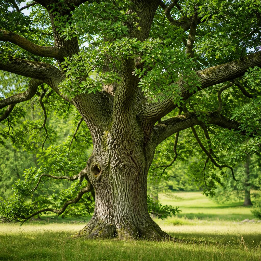 Ek (Quercus robur) etablerat i trädgård