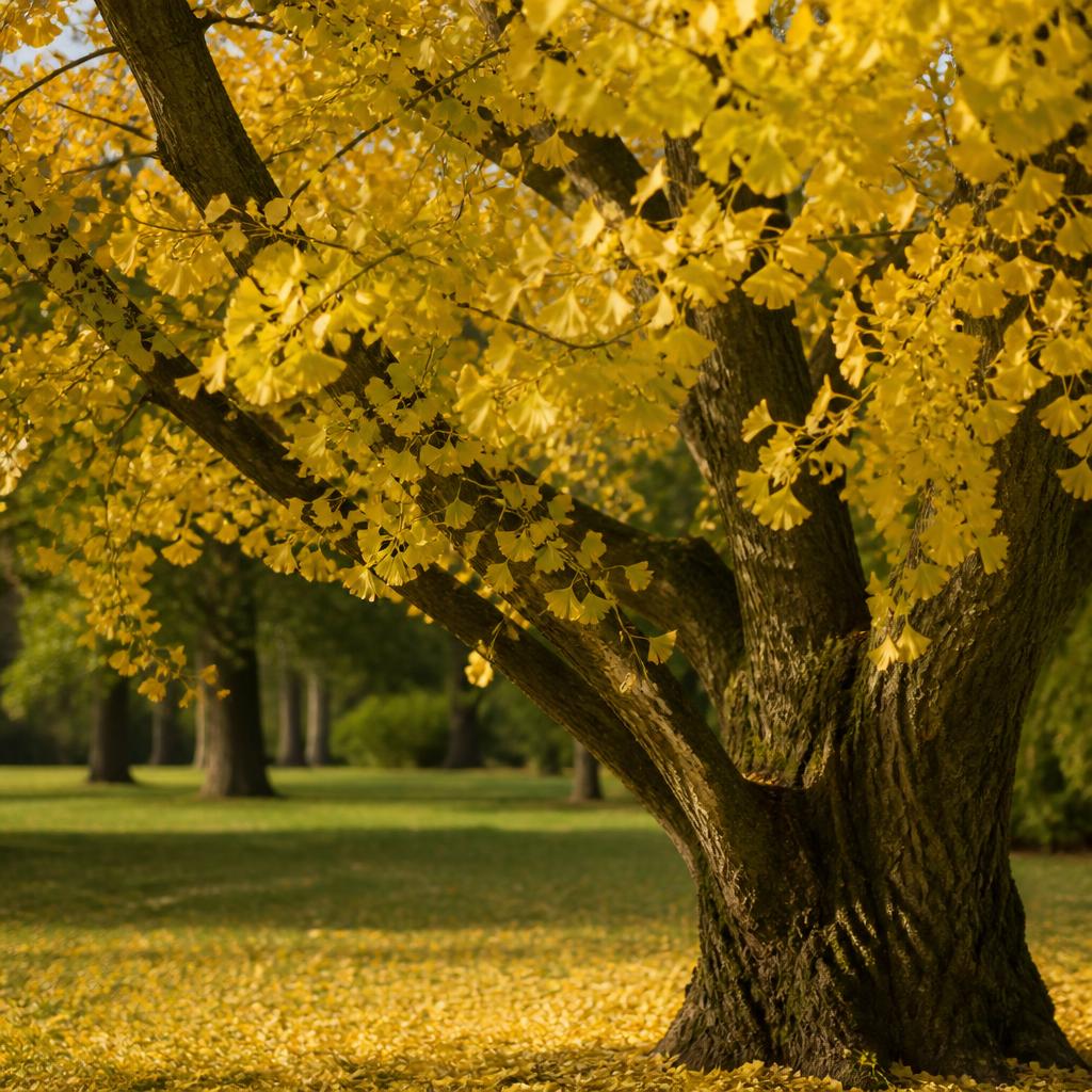 Ginkgo (Ginkgo biloba) etablerat i trädgård
